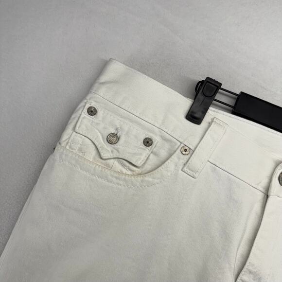 True Religion Jeans men's 40 White Denim Ricky Flap Pockets Made in USA Straight - Picture 4 of 14